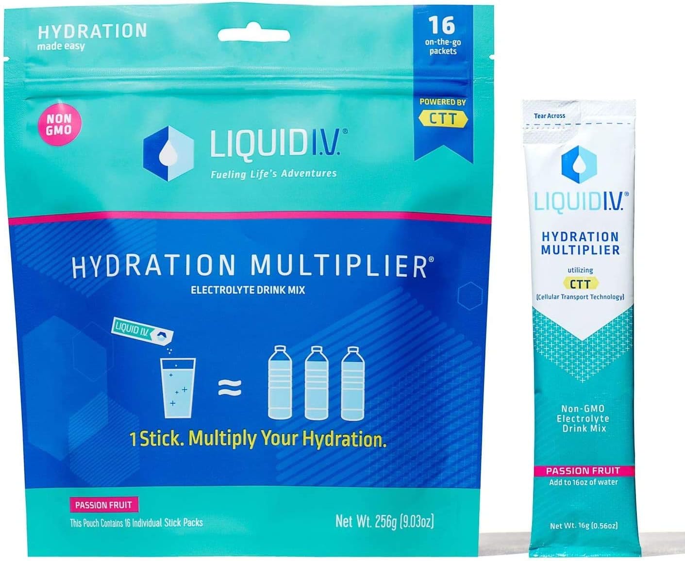 Liquid I.V.® Hydration Multiplier® - Passion Fruit Electrolyte Powder Packets - Single-Serving Sticks - Non-GMO - 16 Servings - BoostGo Australia
