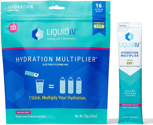 Liquid I.V.® Hydration Multiplier® - Passion Fruit Electrolyte Powder Packets - Single-Serving Sticks - Non-GMO - 16 Servings - BoostGo Australia
