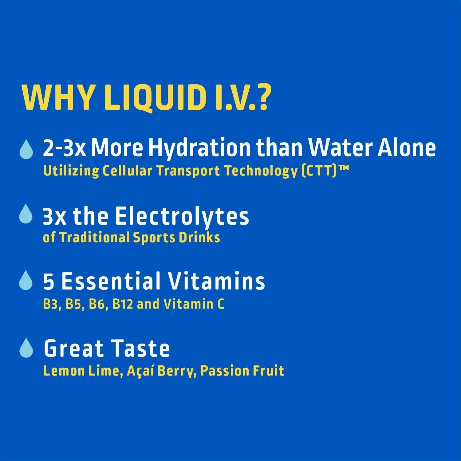 Liquid I.V.® Hydration Multiplier® - Passion Fruit Electrolyte Powder Packets - Single-Serving Sticks - Non-GMO - 16 Servings - BoostGo Australia
