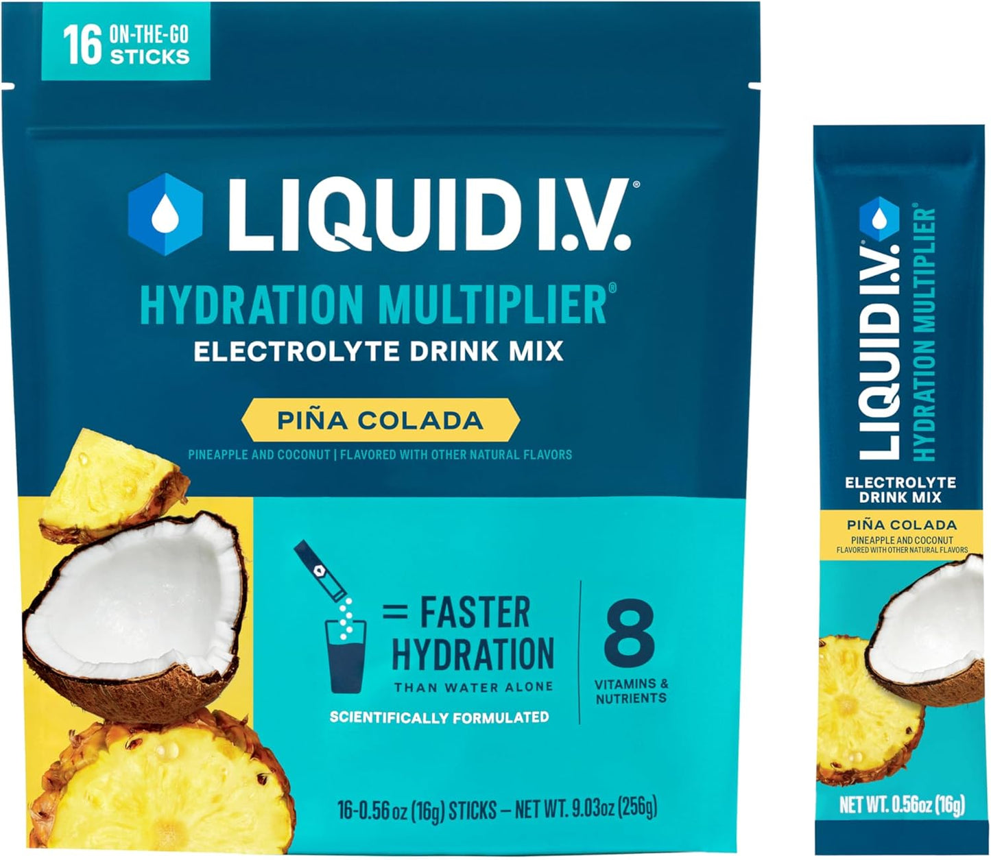 Liquid I.V.® Hydration Multiplier - Pina Colada Electrolyte Powder Drink Mix - 1 Pack (16 Servings)