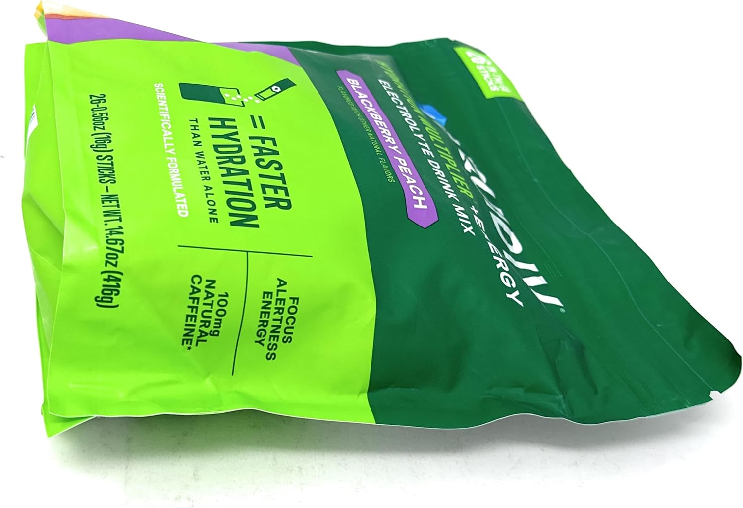 Liquid I.V. Hydration Multiplier + Energy Drink Mix, BlackBerry Peach - 26 Pack for Lasting Hydration and Energy Boost