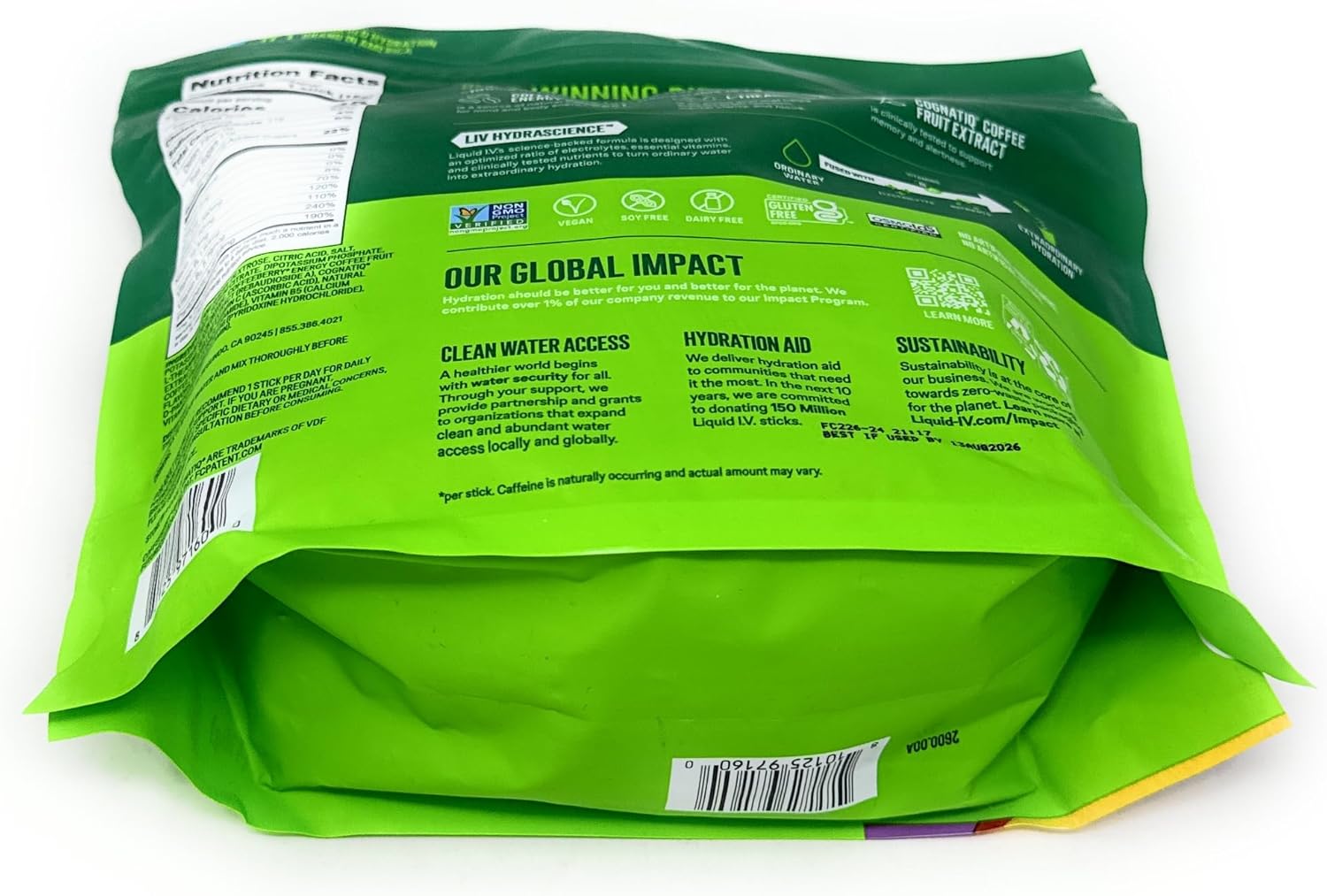 Liquid I.V. Hydration Multiplier + Energy Drink Mix, BlackBerry Peach - 26 Pack for Lasting Hydration and Energy Boost