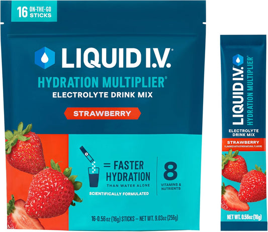 Liquid I.V.® Strawberry Hydration Multiplier - Electrolyte Powder Drink Mix - 1 Pack with 16 Servings - BoostGo Australia