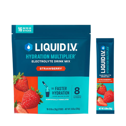 Liquid I.V.® Strawberry Hydration Powder Packets - Electrolyte Drink Mix Sticks - 12 Pack (192 Servings)