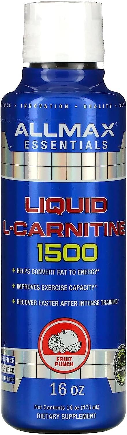Liquid L-Carnitine 1500 with Vitamin B5, 16 oz Fruit Punch Flavor by ALLMAX Nutrition