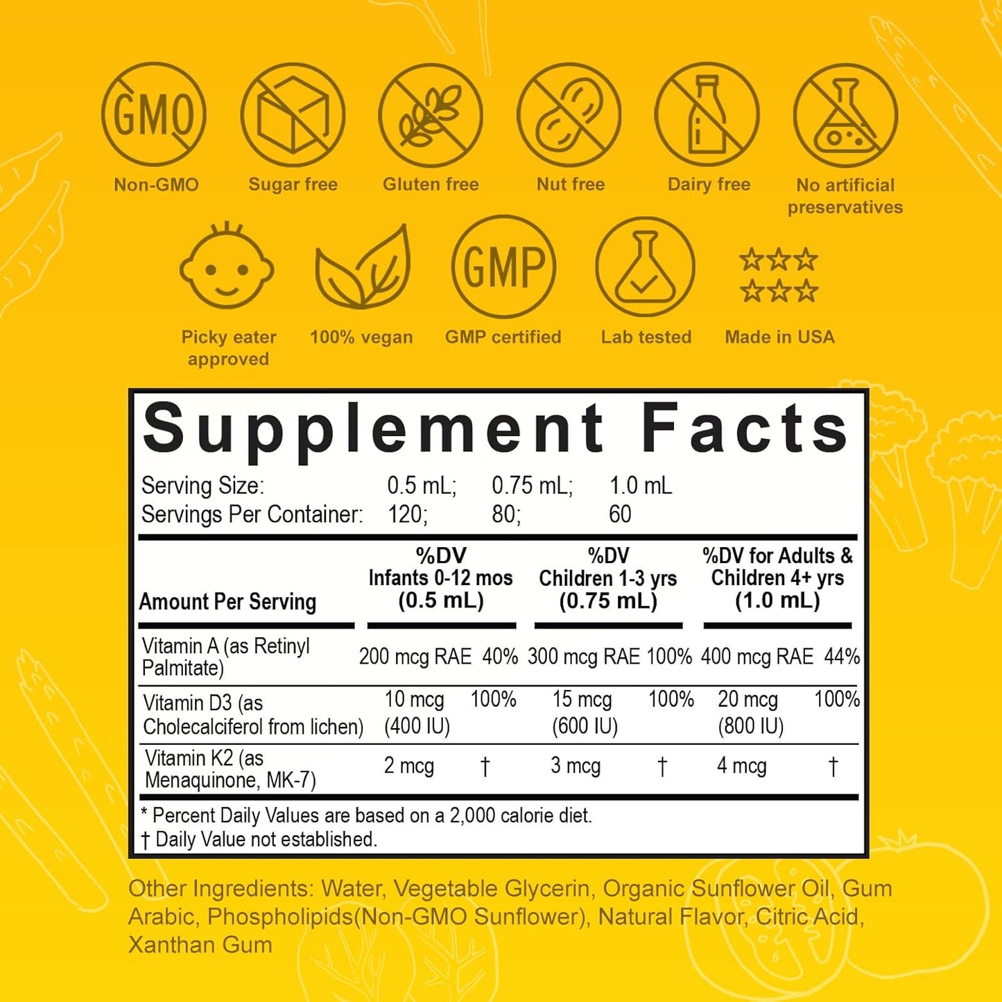 Liquid Liposomal D3 Drops with Vitamin A & K2 - Nuvamin for All Ages, 800 IU/mL, 2 Fl.Oz, 120 Servings