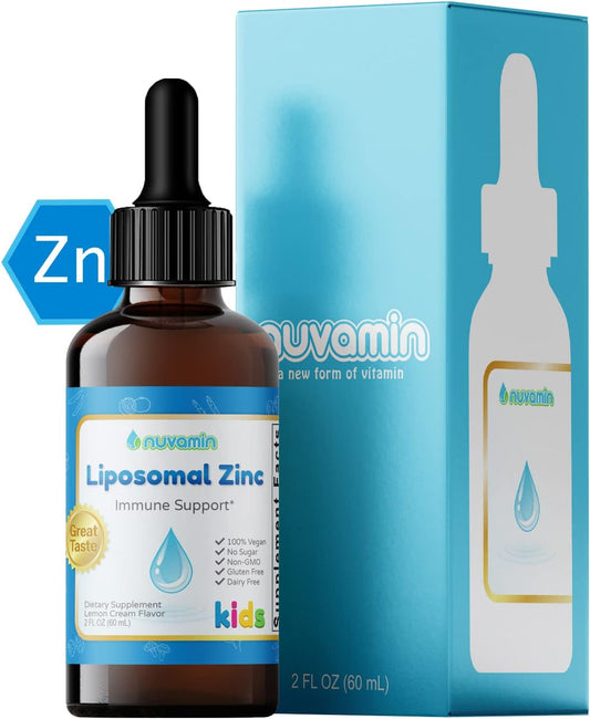 Liquid Liposomal Zinc Drops for Toddlers, Kids, & Adults - Lemon Cream Flavor, 2Fl.Oz (60ml)