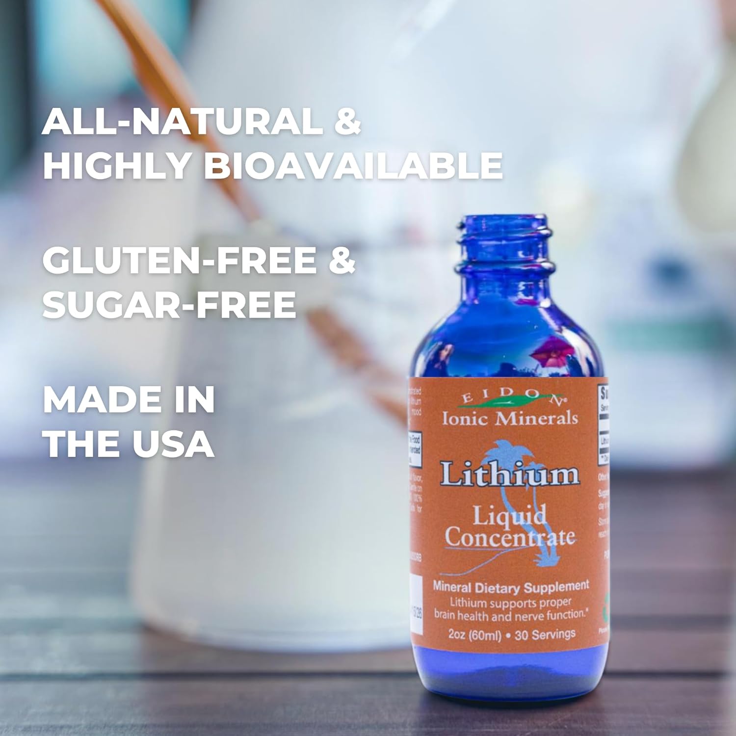 Liquid Lithium Chloride Drops Supplement for Brain Health & Cognition - 2 oz. Mineral Drops for Water with Vitamin B12 & Folate Support - BoostGo Australia