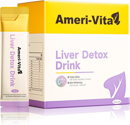 Liquid Liver Detox Drink Supplement with Milk Thistle, Artichoke, Turmeric, and Inositol - Natural Liver Health Support in Peach Flavor - 30 Sachets