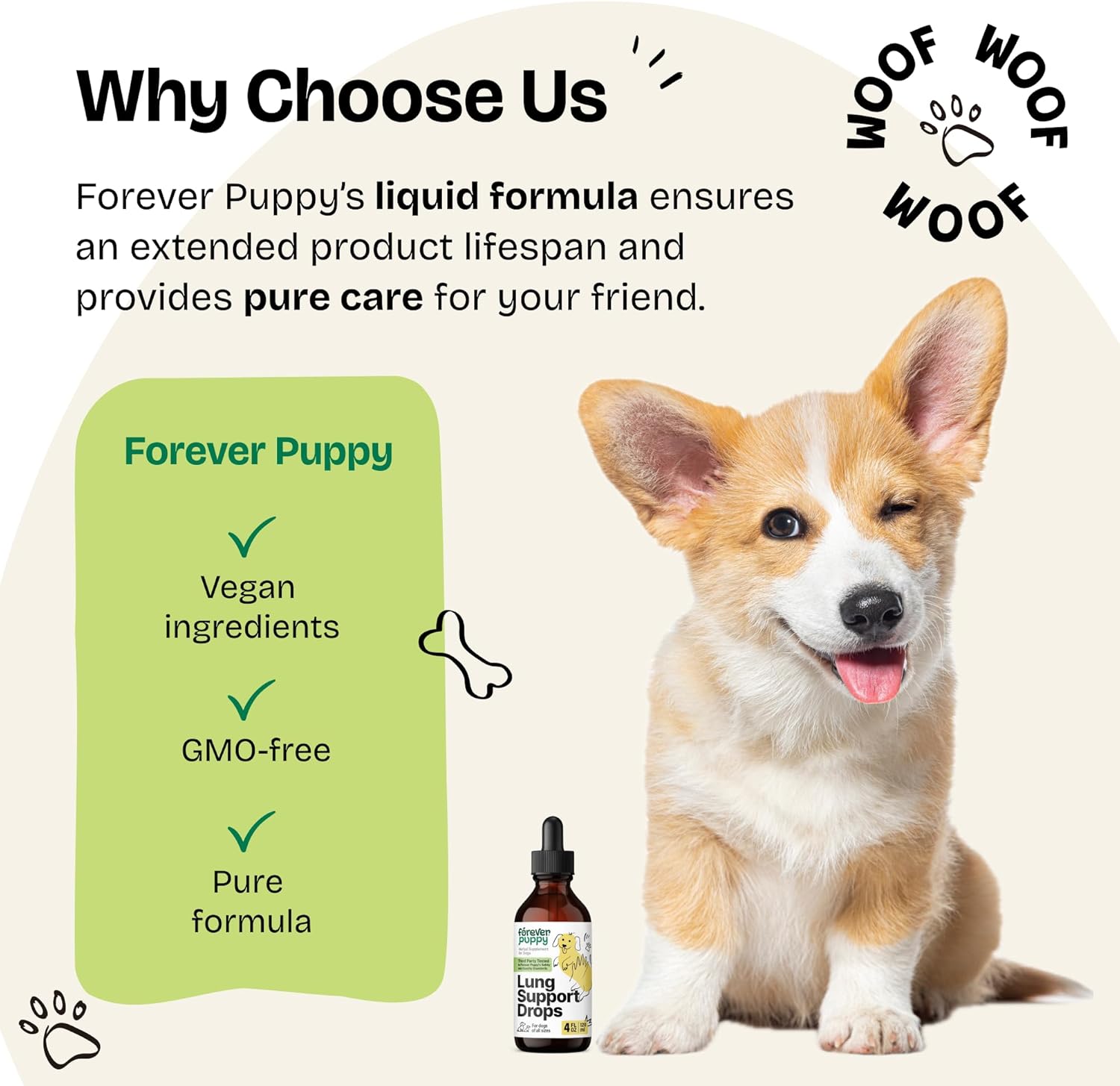 Liquid Lung Support Drops for Dogs - Natural Respiratory Health Supplements - with Mullein Leaf & Echinacea - 4 fl oz Bottle