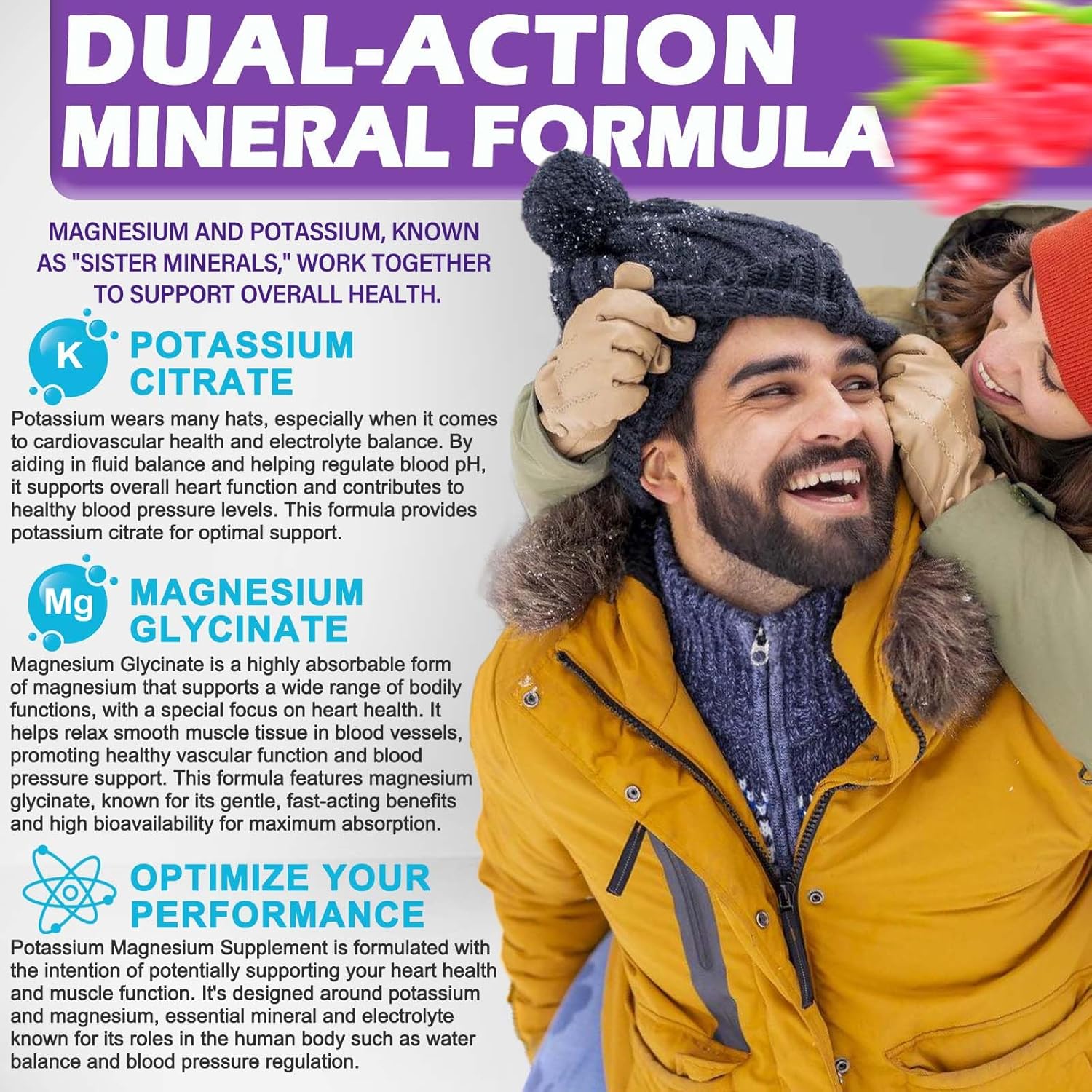 Liquid Magnesium Glycinate and Potassium Citrate Supplement for Vascular, Bone, Heart, Muscle & Nerve Health - 500mg Magnesium, 500mg Potassium - Non-GMO, Vegan Formula - BoostGo Australia