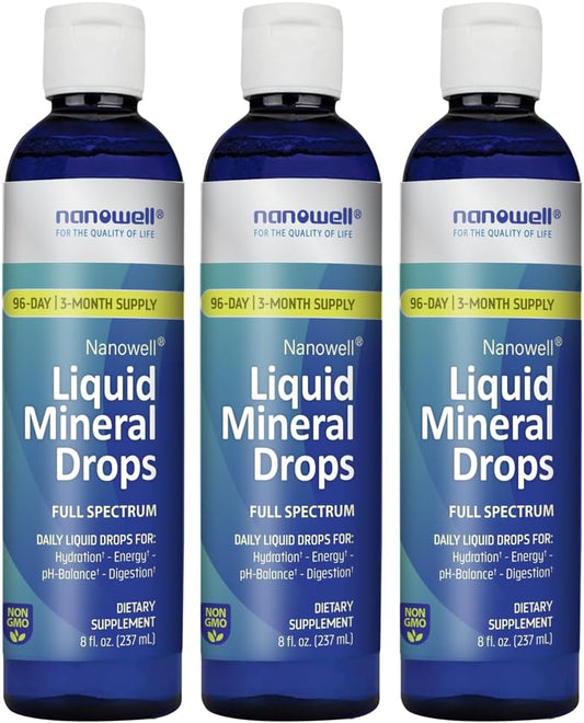 Liquid Mineral Drops - Full Spectrum Trace Mineral Supplement with Magnesium, Chloride, and Potassium for Energy and Electrolytes - Low Sodium Formula - 288 Day Supply, 8 fl oz (Pack of 3)