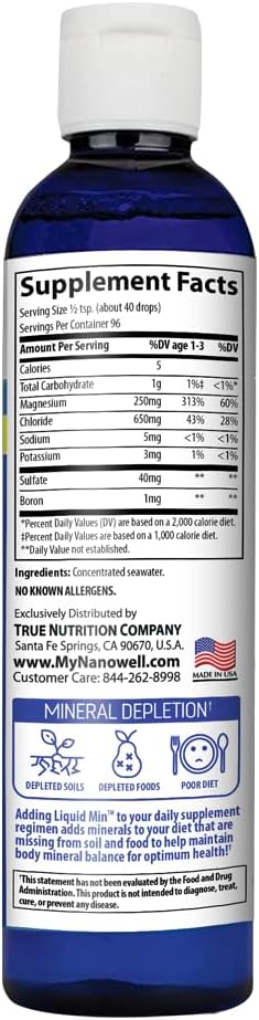 Liquid Mineral Drops - Full Spectrum Trace Mineral Supplement with Magnesium, Chloride, and Potassium for Energy and Electrolytes - Low Sodium Formula - 288 Day Supply, 8 fl oz (Pack of 3)