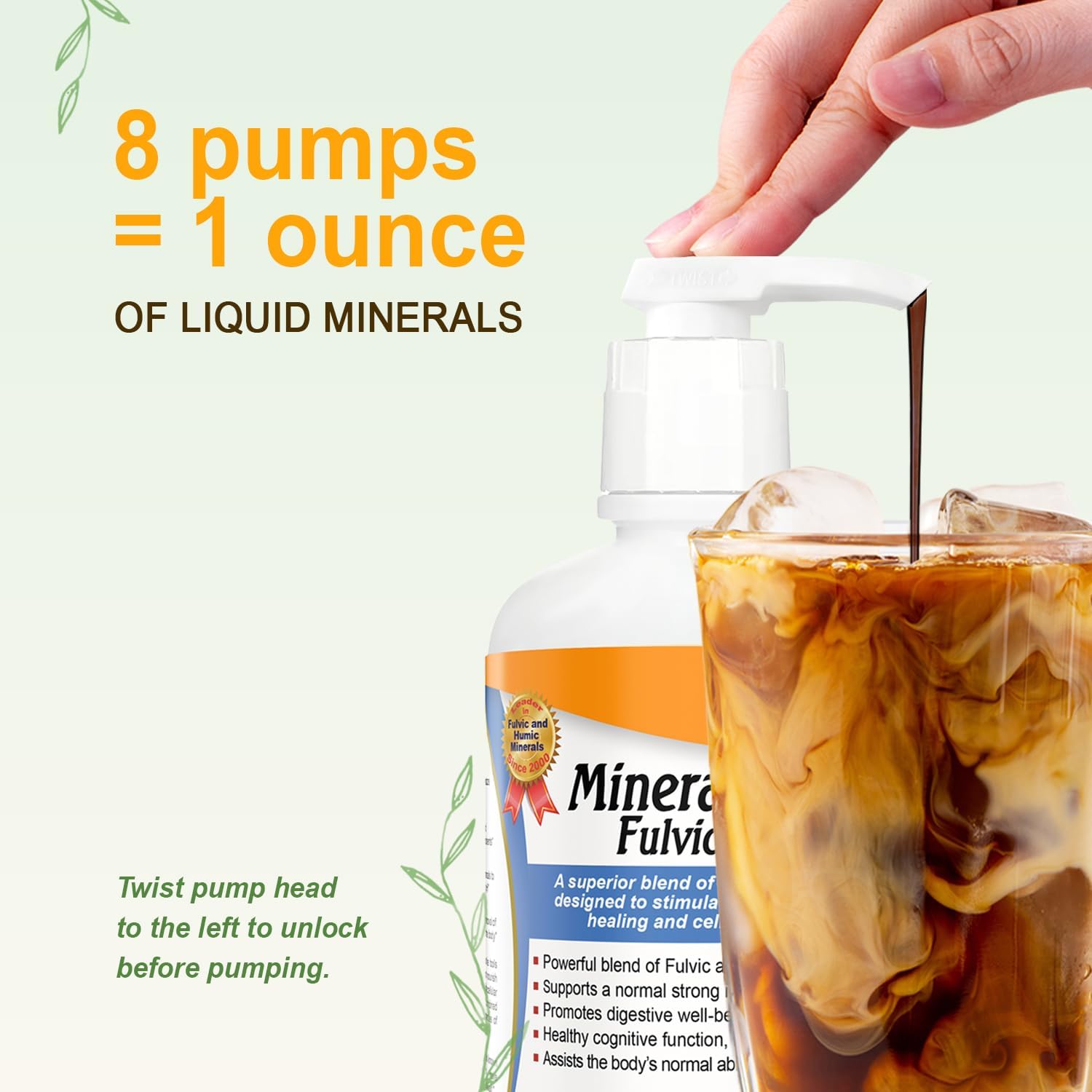 Liquid Mineral Pump for 32-Ounce Vitamin & Fulvic Mineral Supplement Bottles by Vital Earth Minerals