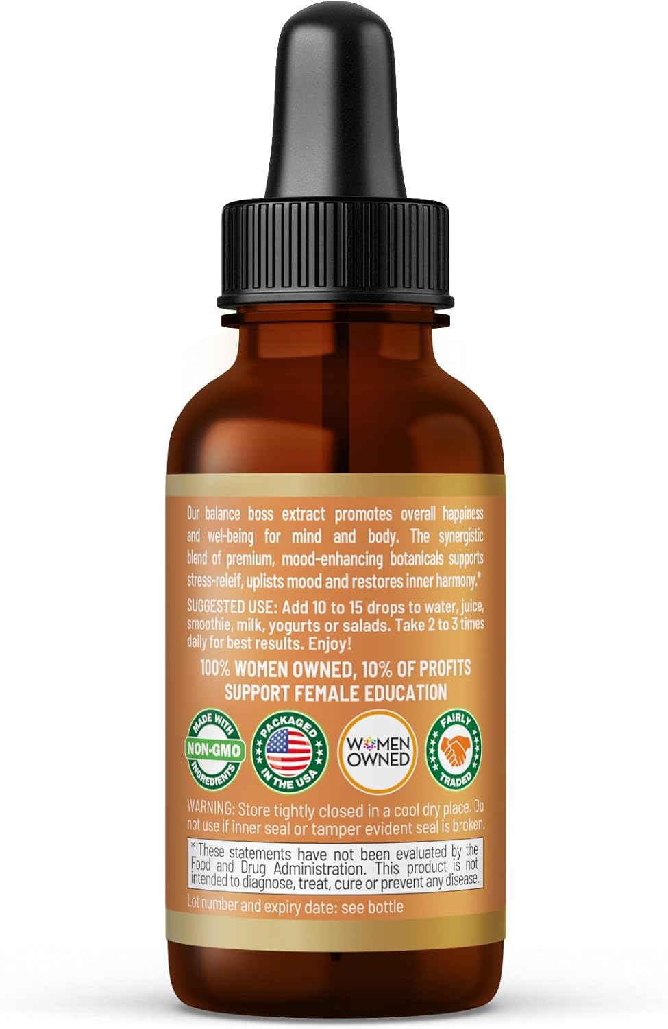 Liquid Mood Support Supplement with Rhodiola Rosea for Natural Calmness & Emotional Balance - 1 oz Bottle