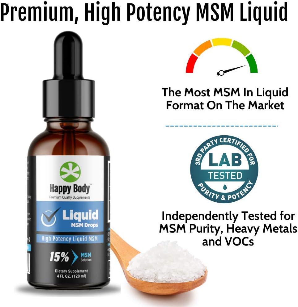 Liquid MSM Drops with Highest MSM Content | Ideal for Oral & Topical Use | 4 fl. oz Bottle (2 Pack)