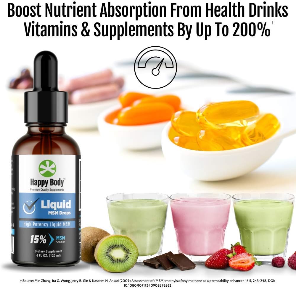 Liquid MSM Drops with Highest MSM Content | Ideal for Oral & Topical Use | 4 fl. oz Bottle (2 Pack)