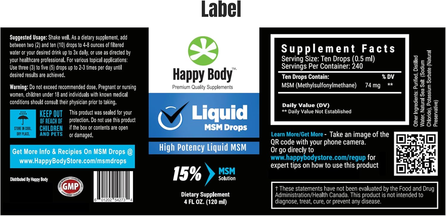Liquid MSM Drops with Highest MSM Content | Ideal for Oral & Topical Use | 4 fl. oz Bottle (2 Pack)