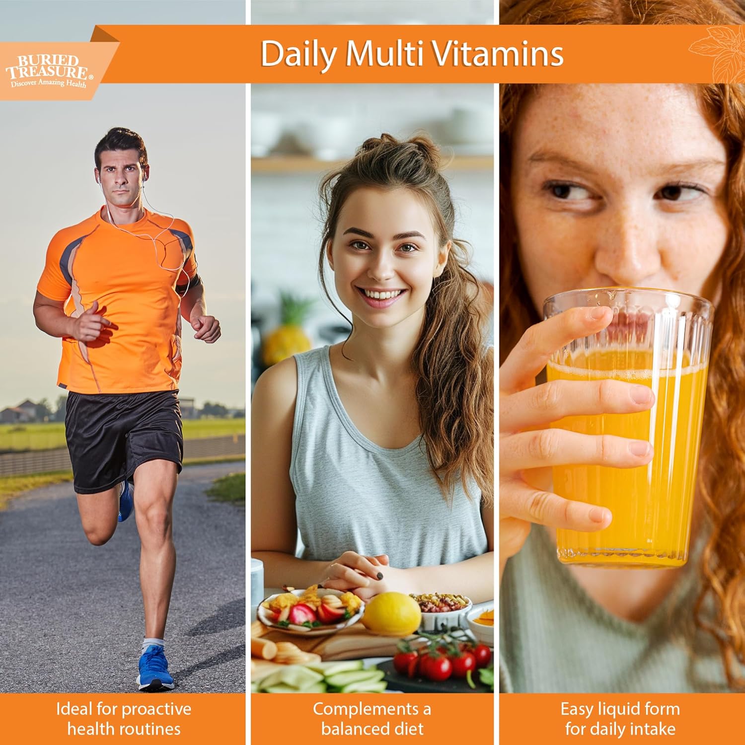 Liquid Multivitamin and Mineral Supplement with Antioxidants - Orange Zest Flavor - 32 Servings, 32oz Bottle