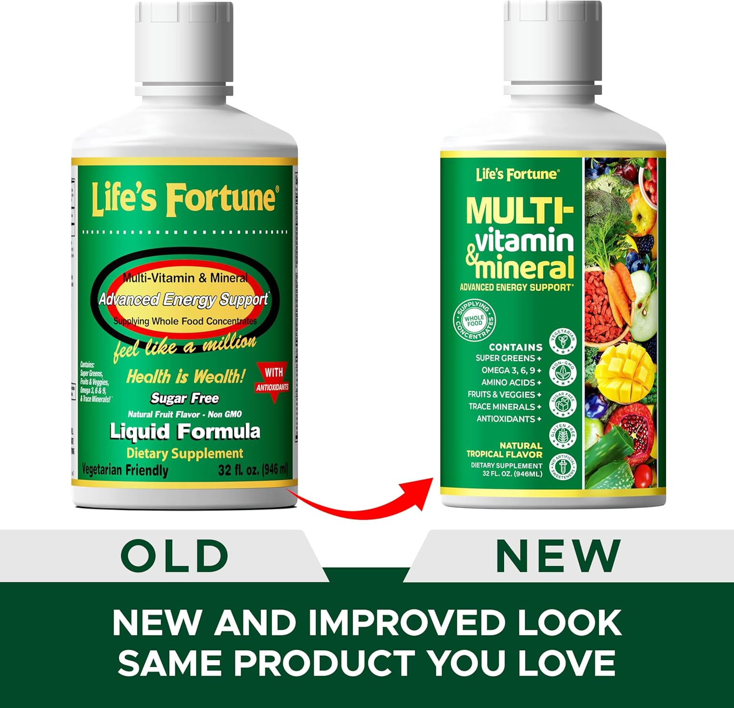 Liquid Multivitamin for Men & Women - Natural Energy Source with Whole Food Concentrates, Antioxidants, Amino Acids, Enzymes, Minerals - 32 Servings