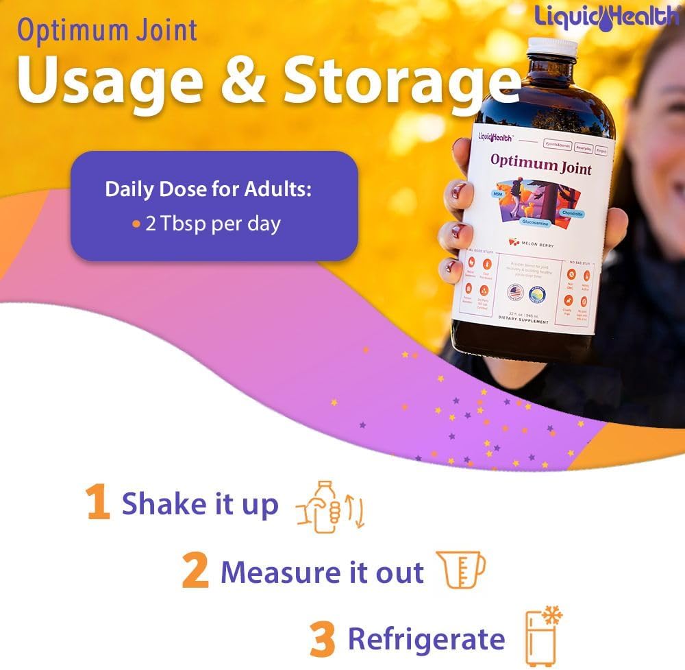 Liquid Multivitamin with Glucosamine, Chondroitin, MSM & Hyaluronic Acid for Joint Support - Mobility & Comfort for Runners, Athletes - Vegan, Sugar-Free Formula (2 Pack)