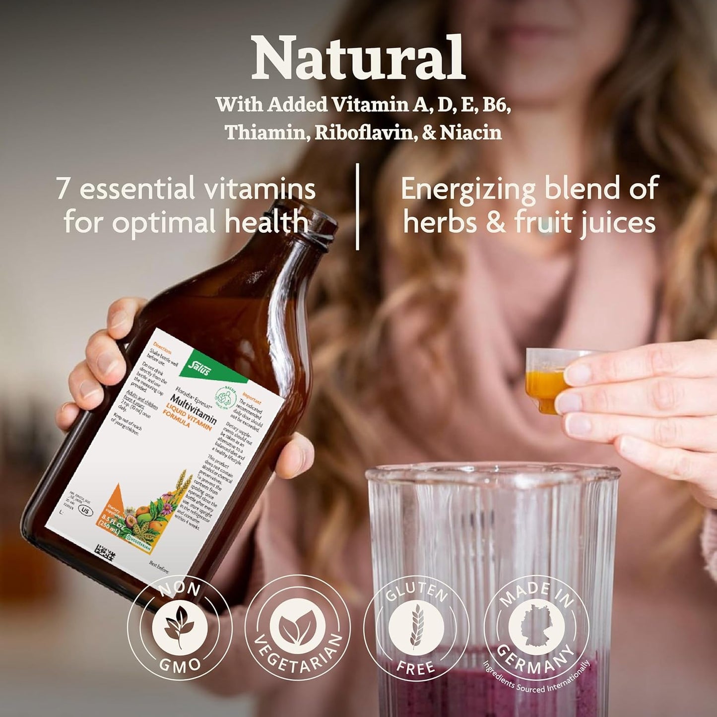 Liquid Multivitamin with Vitamin A, Milk Thistle & More for Energy & Liver Health - Vegetarian, Non-GMO - 17 fl oz Bottle