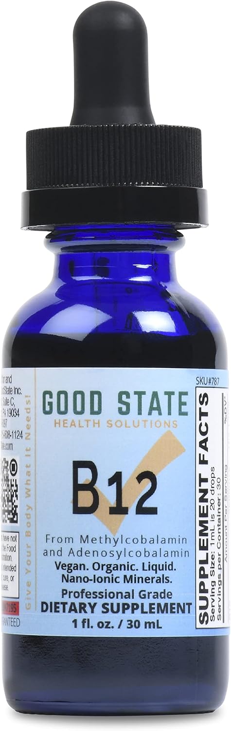 Liquid Nano Ionic B12 Supplement for Men and Women - 1 Ounce Bottle by Good State