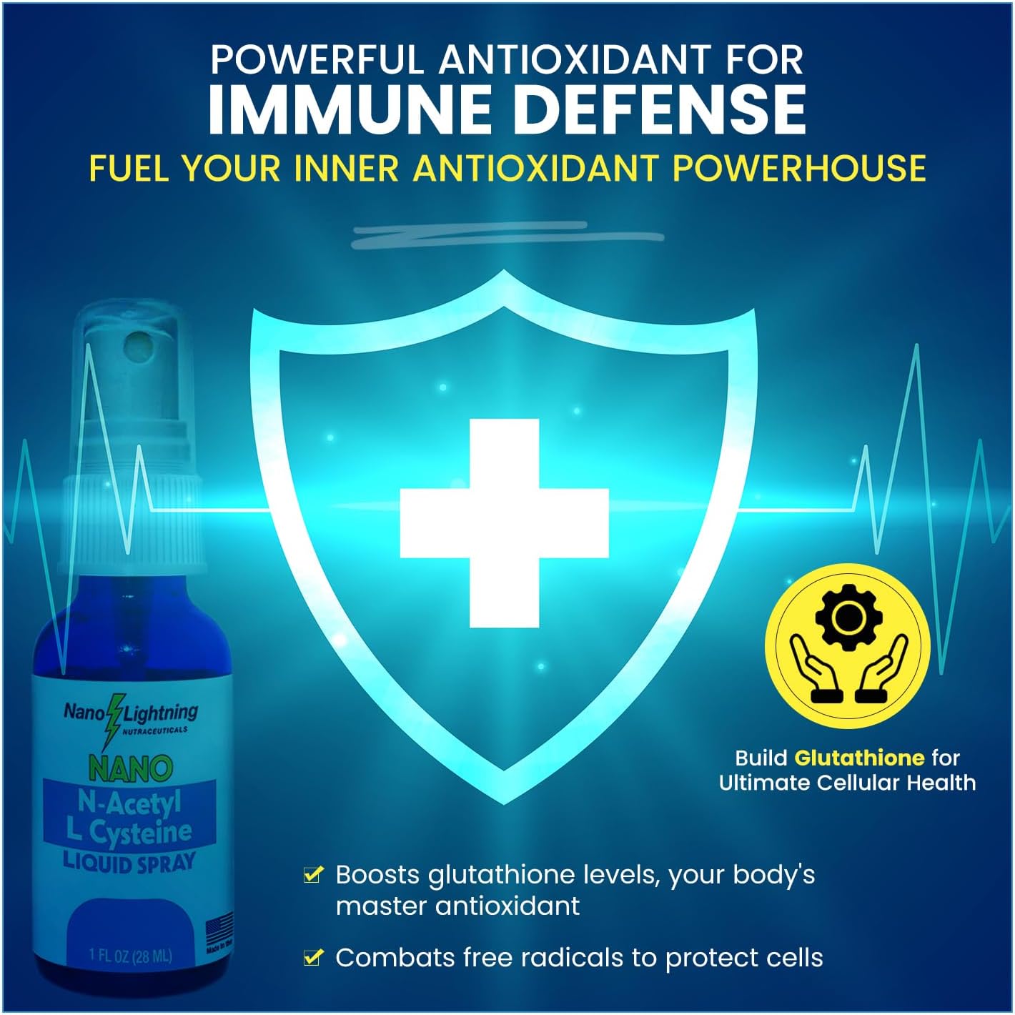 Liquid Nano Lightning Nutraceuticals N-Acetyl L-Cysteine (NAC) with 99% Absorption - Maximum Bioavailability for Fast Results