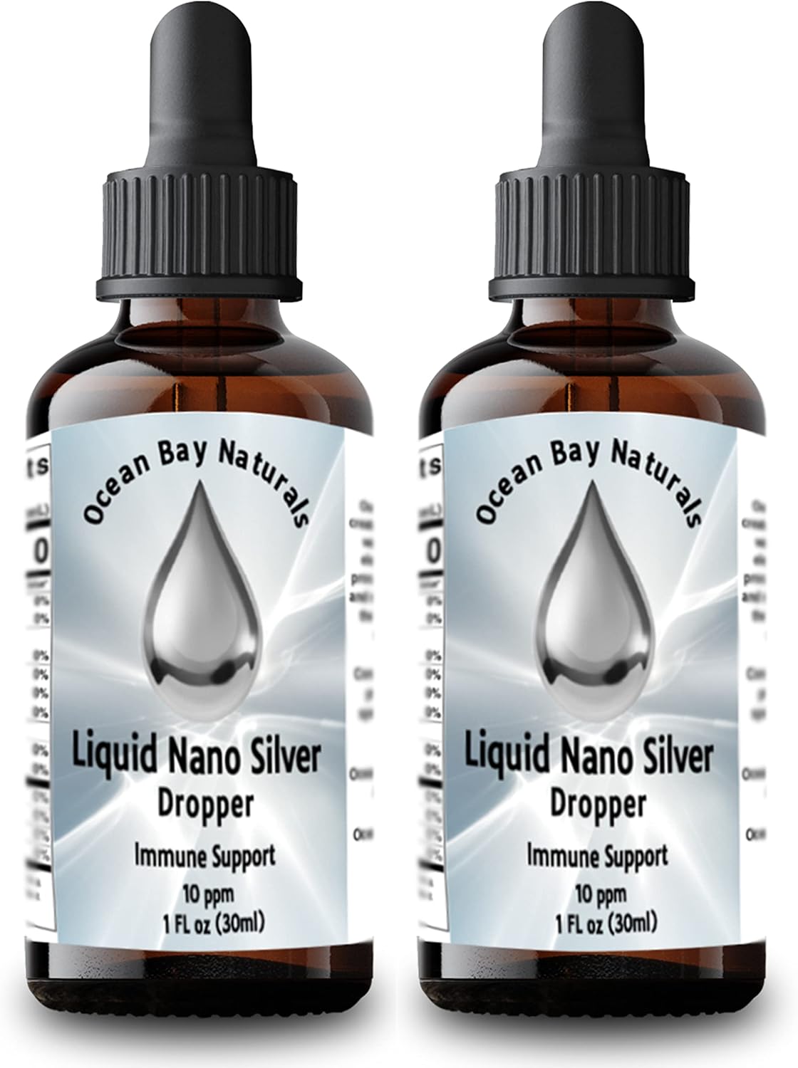Liquid Nano Silver 10ppm Twin Pack - Enhanced Absorption - 1oz Dropper - Ocean Bay Naturals