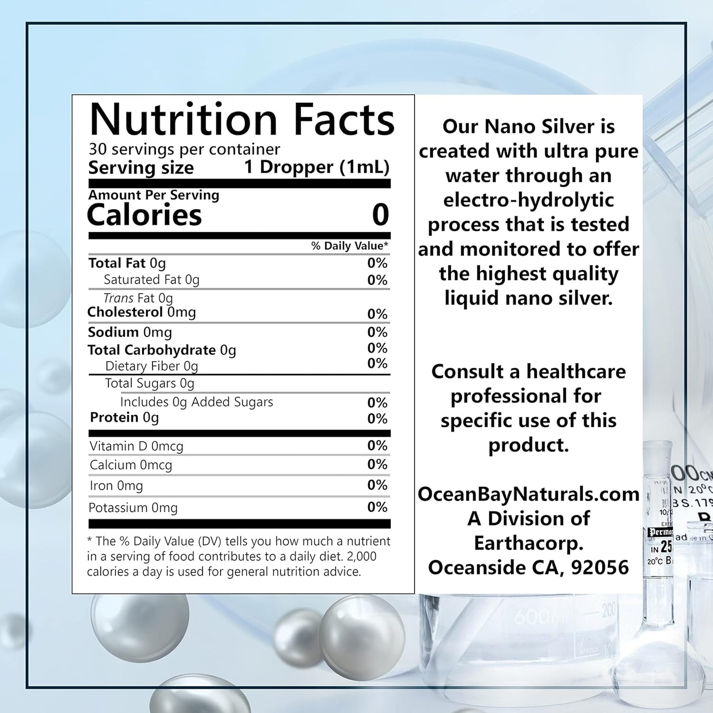 Liquid Nano Silver 10ppm Twin Pack - Enhanced Absorption - 1oz Dropper - Ocean Bay Naturals