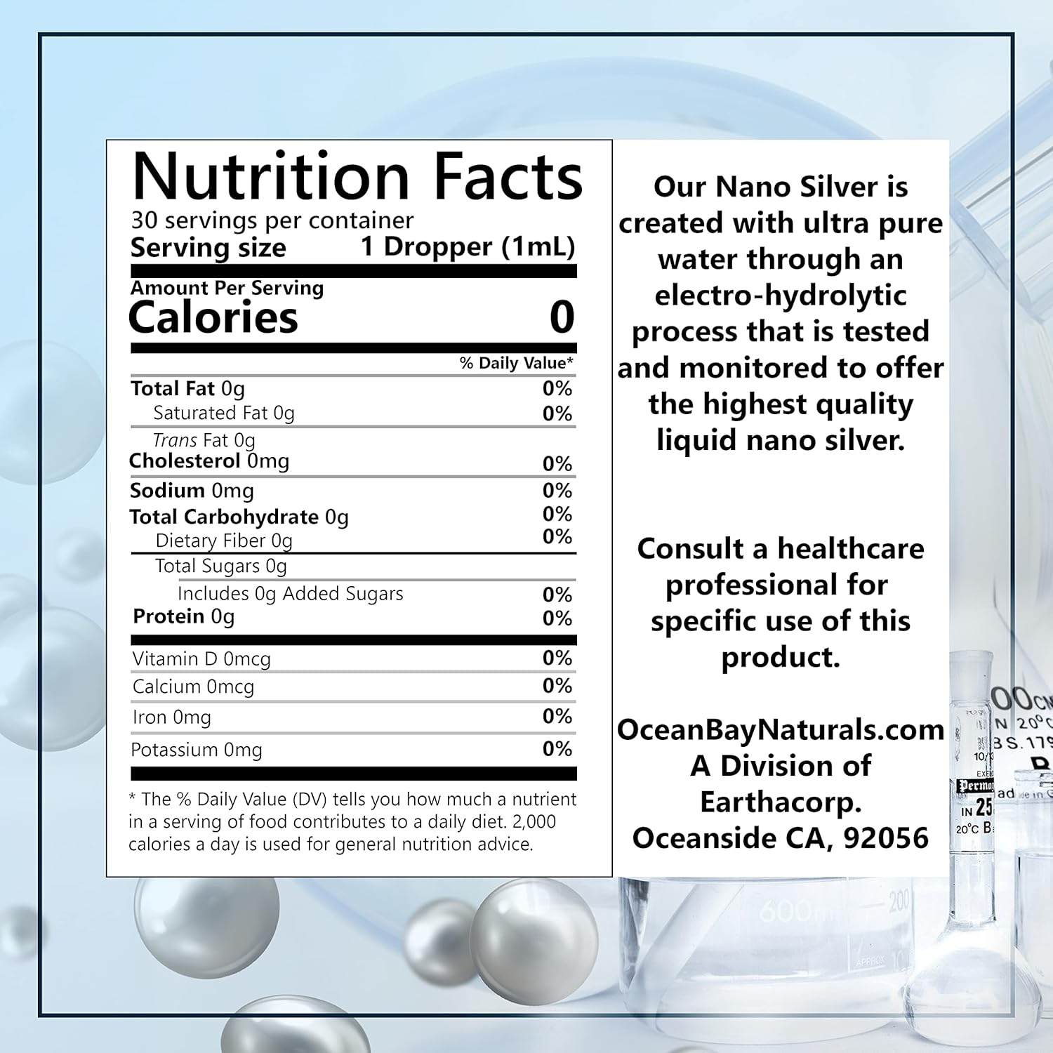 Liquid Nano Silver 10ppm Twin Pack - Enhanced Absorption - 1oz Dropper - Ocean Bay Naturals