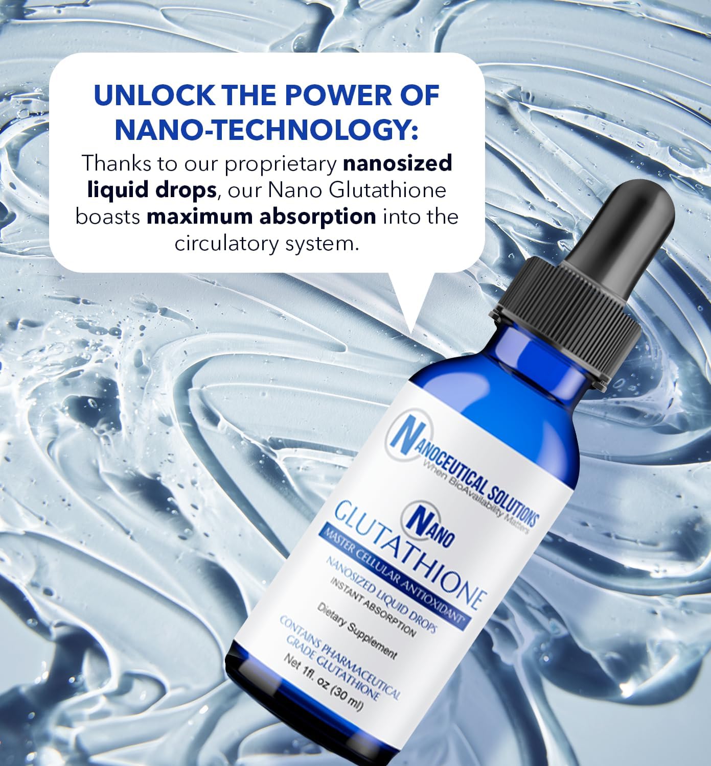 Liquid Nanoceutical Glutathione Drops for Superior Absorption - Pharmaceutical Grade Supplement with 8x Higher Efficiency - 30 Servings