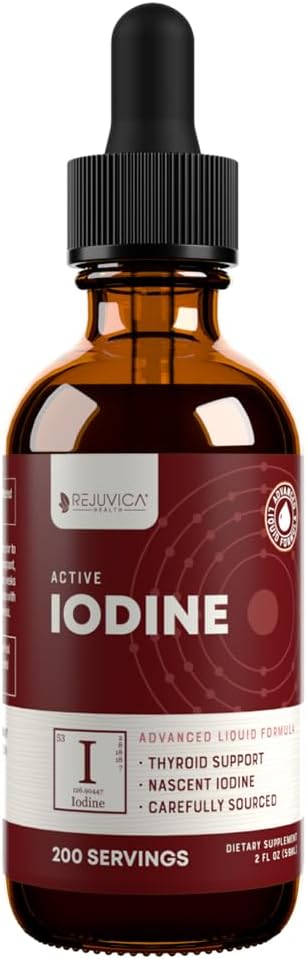 Liquid Nascent Iodine Drops for Healthy Energy & Vitality - Supports Optimal Iodine Levels & Absorption - Rejuvica Health Active Formula