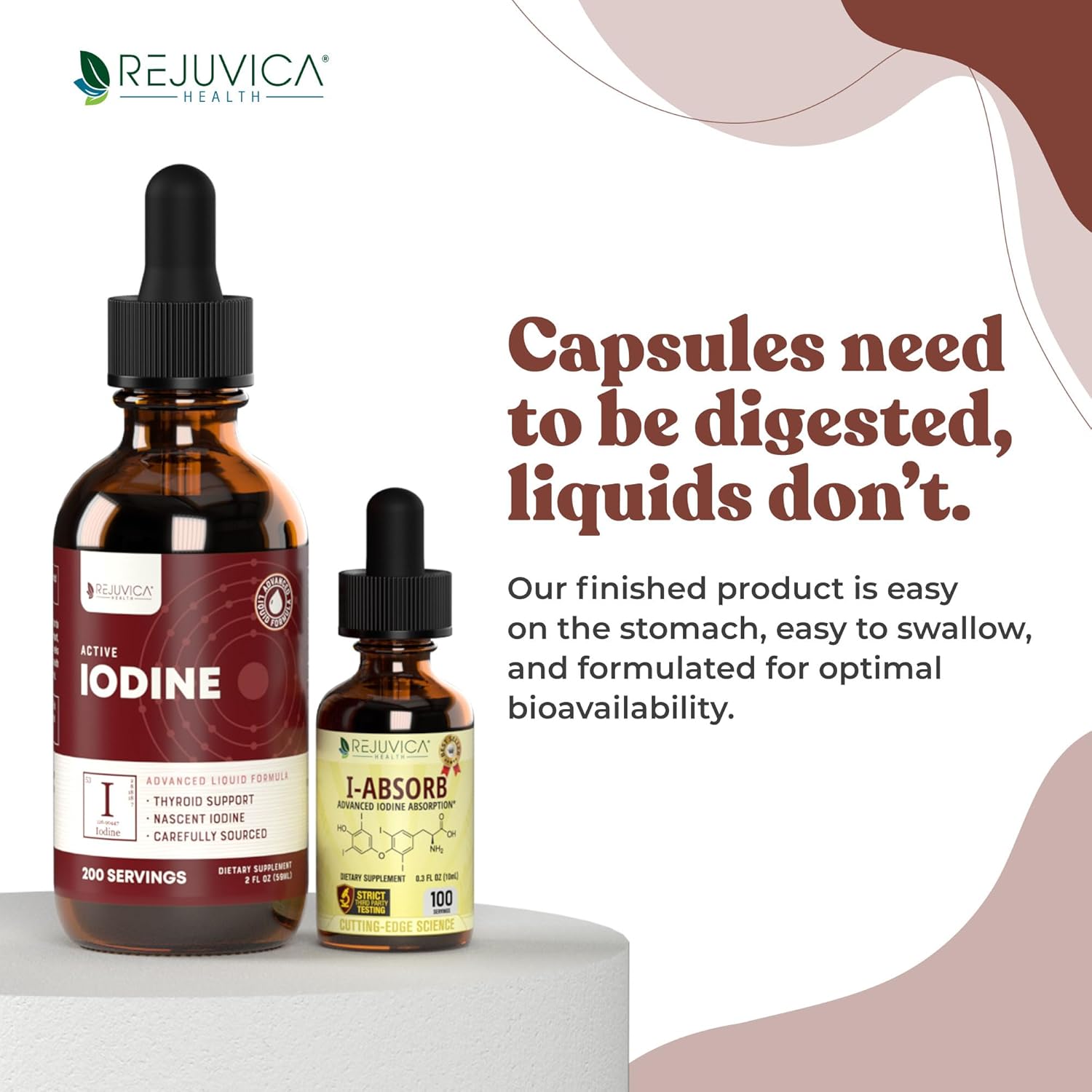 Liquid Nascent Iodine Drops with iAbsorb for Better Absorption - Supports Healthy Energy and Vitality - Rejuvica Health Active Iodine Formula