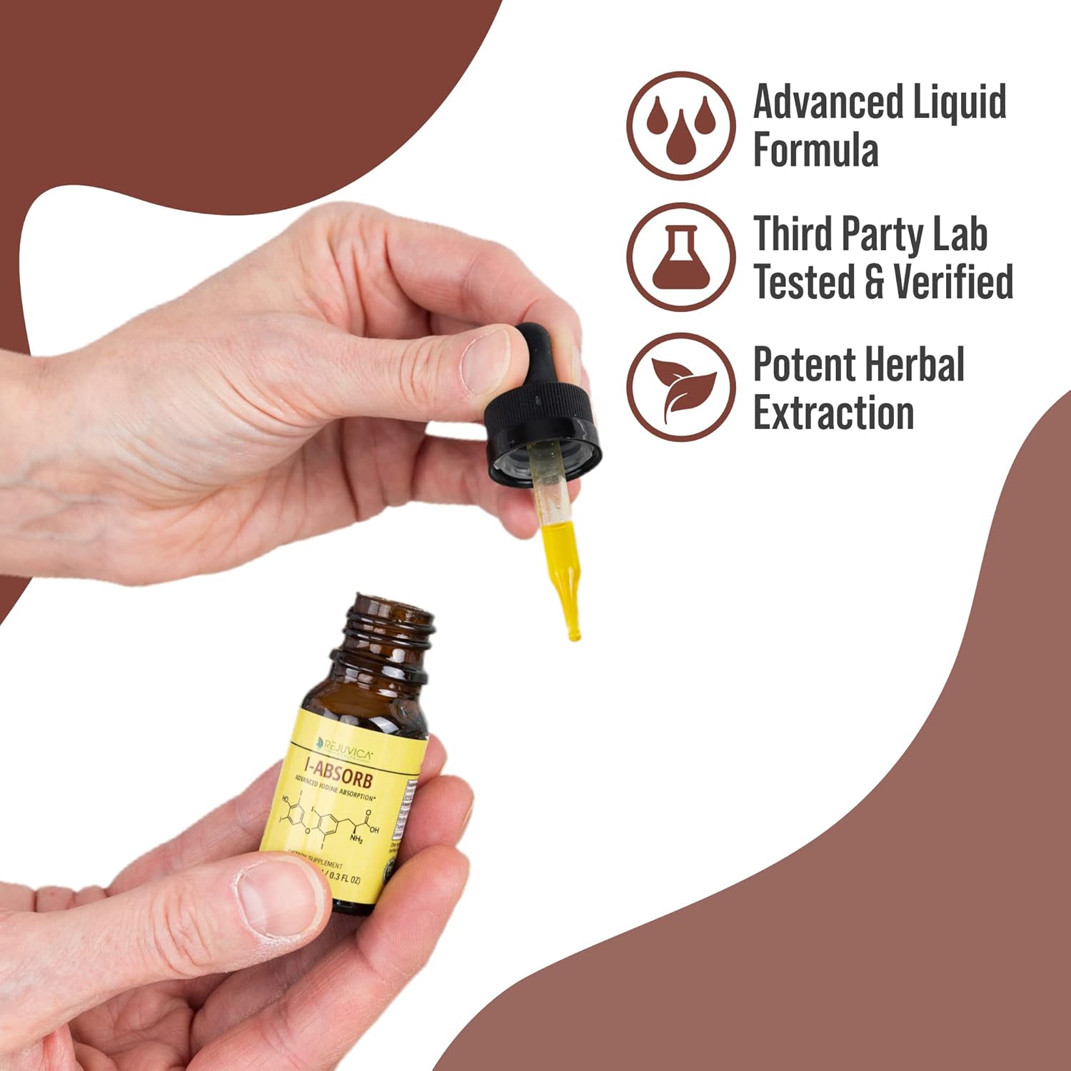 Liquid Nascent Iodine Drops with iAbsorb for Better Absorption - Supports Healthy Energy and Vitality - Rejuvica Health Active Iodine Formula