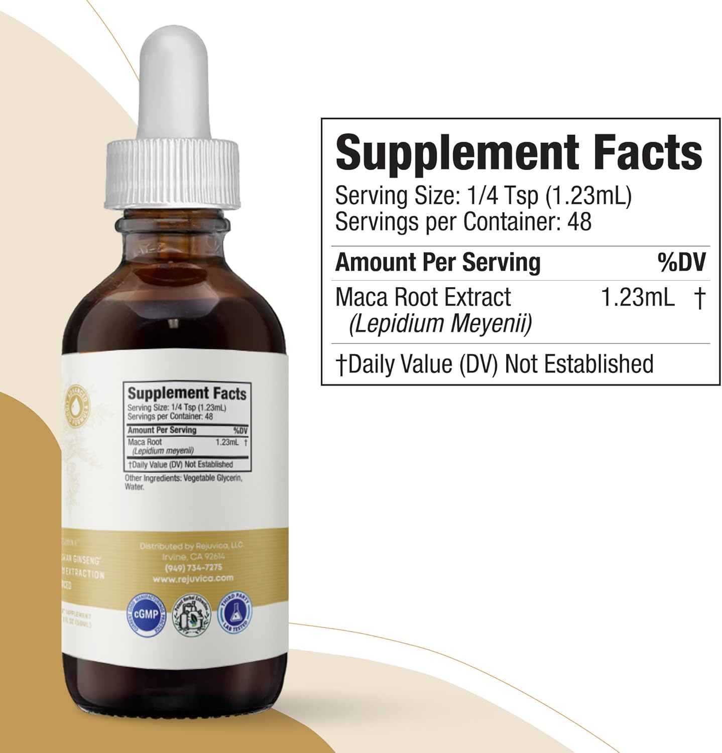 Liquid Peruvian Ginseng Extract for Energy & Vitality - Advanced Maca Root Supplement - High Absorption Formula by Rejuvica Health