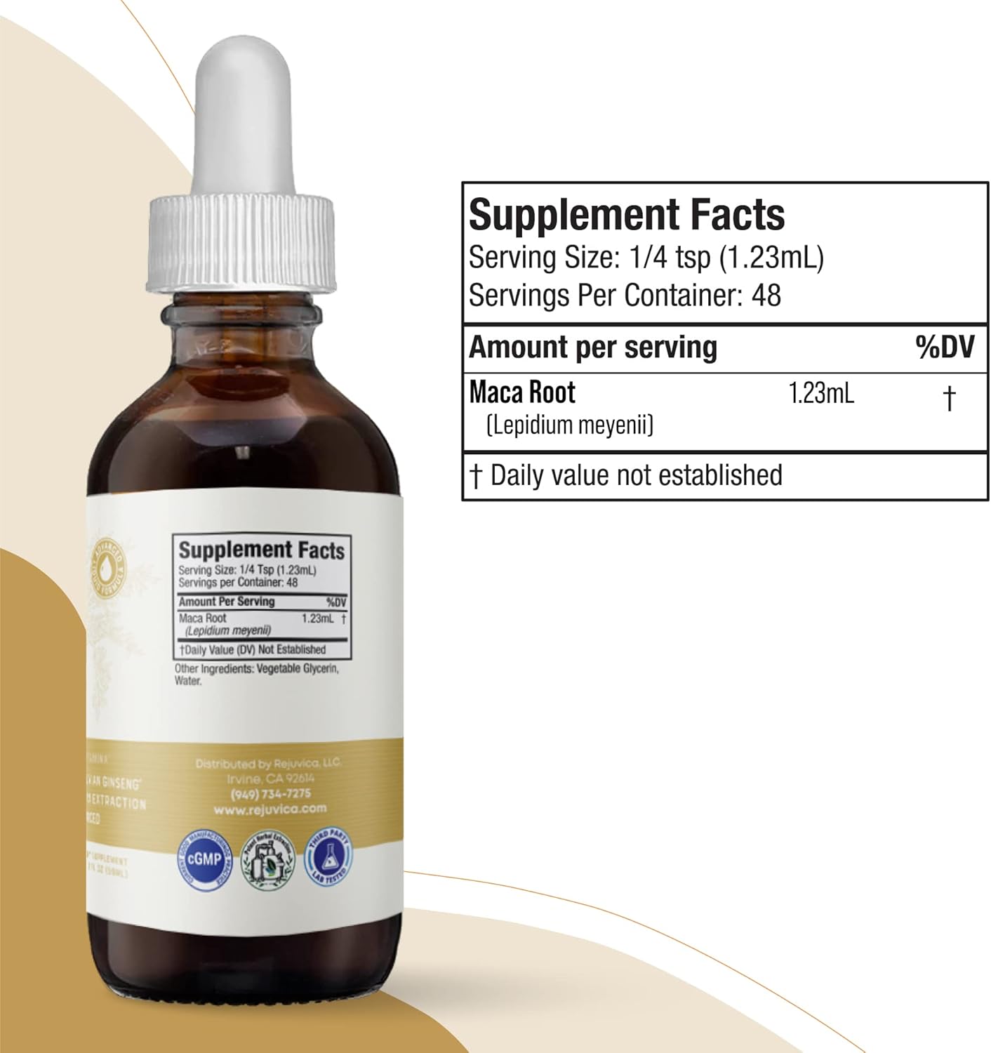 Liquid Peruvian Ginseng Extract for Energy & Vitality - Advanced Maca Root Supplement - High Absorption Formula by Rejuvica Health