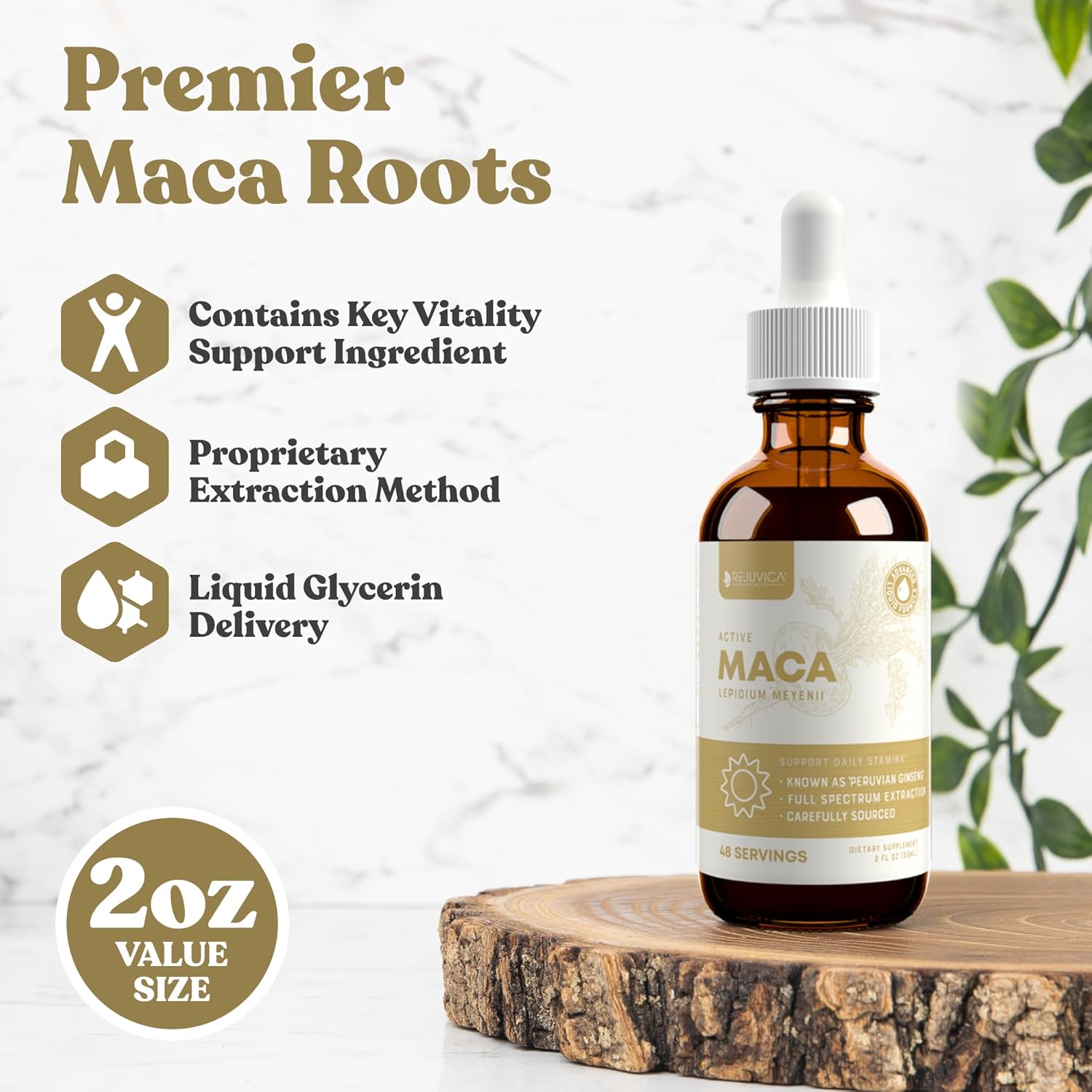 Liquid Peruvian Ginseng Extract for Energy & Vitality - Advanced Maca Root Supplement - High Absorption Formula by Rejuvica Health