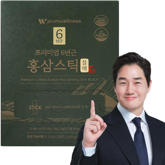 Liquid Portable Premium K-Herb Korean Red Ginseng Sticks with 25mg Ginsenoside - 100P Sticks - No Preservatives - Ginseng Black Extract