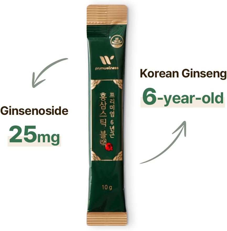 Liquid Portable Premium K-Herb Korean Red Ginseng Sticks with 25mg Ginsenoside - 100P Sticks - No Preservatives - Ginseng Black Extract