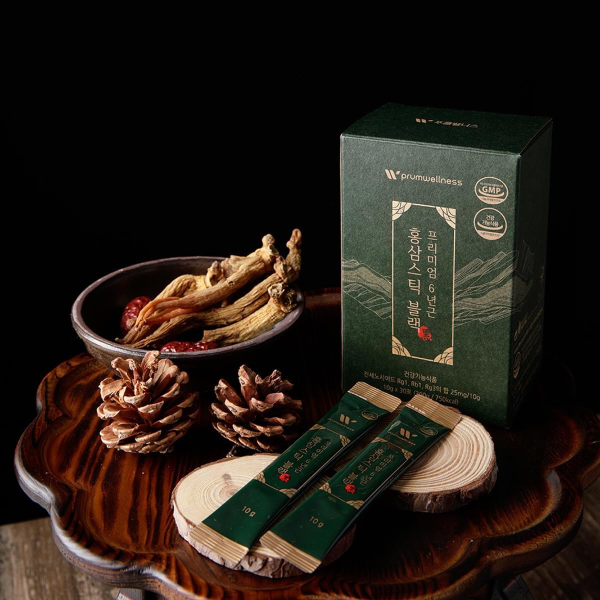 Liquid Portable Premium K-Herb Korean Red Ginseng Sticks with 25mg Ginsenoside - 100P Sticks - No Preservatives - Ginseng Black Extract