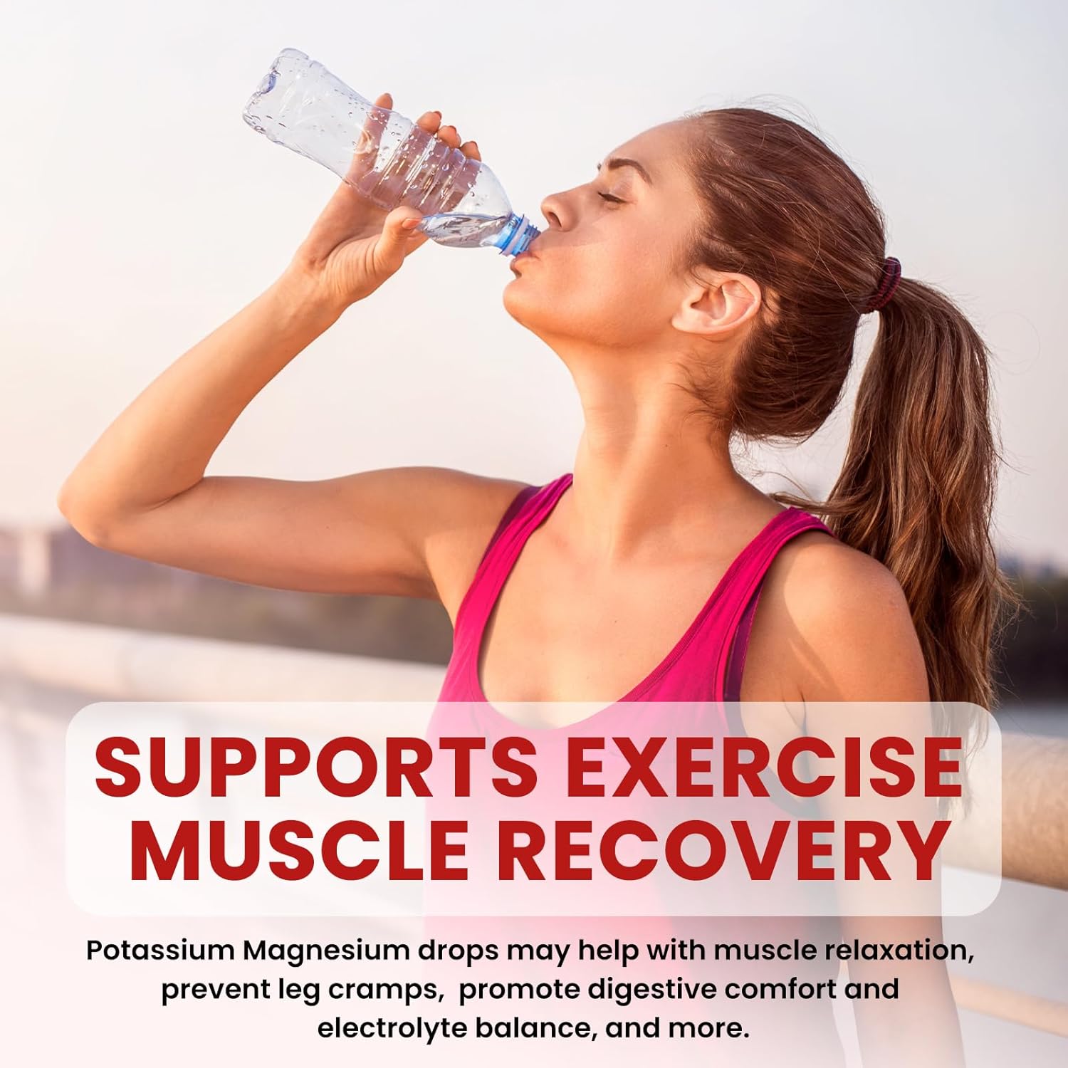 Liquid Potassium Magnesium Citrate Supplement with Ashwagandha, Calcium, Zinc, Vitamin D3 - 500mg Vegan Drops, Raspberry Flavor - 2 fl oz