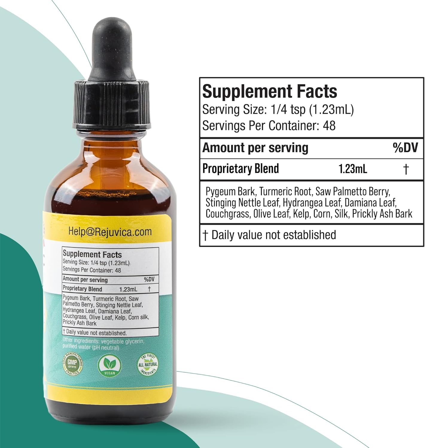 Liquid Prostate Support Supplement for Men - Advanced Formula with Pygeum, Saw Palmetto, Stinging Nettle, Turmeric & More - Enhanced Absorption by Rejuvica Health