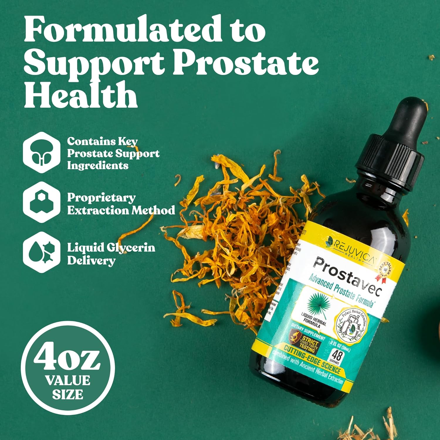 Liquid Prostate Support Supplement for Men - Advanced Formula with Pygeum, Saw Palmetto, Stinging Nettle, Turmeric & More - Enhanced Absorption by Rejuvica Health