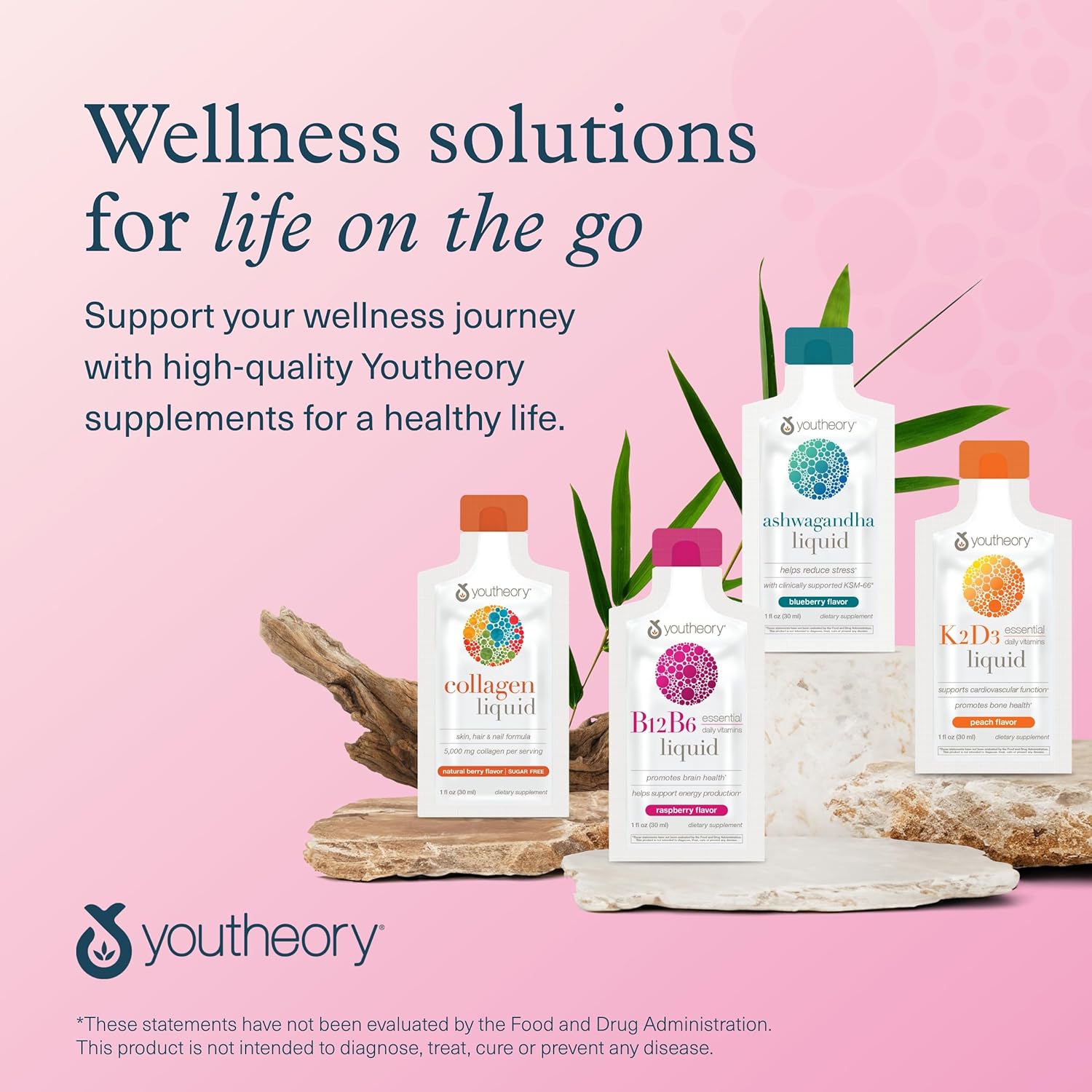 Liquid Raspberry Youtheory Vitamin B12 B6 Supplement for Daily Energy & Brain Support - 1oz Packets (12 Count)