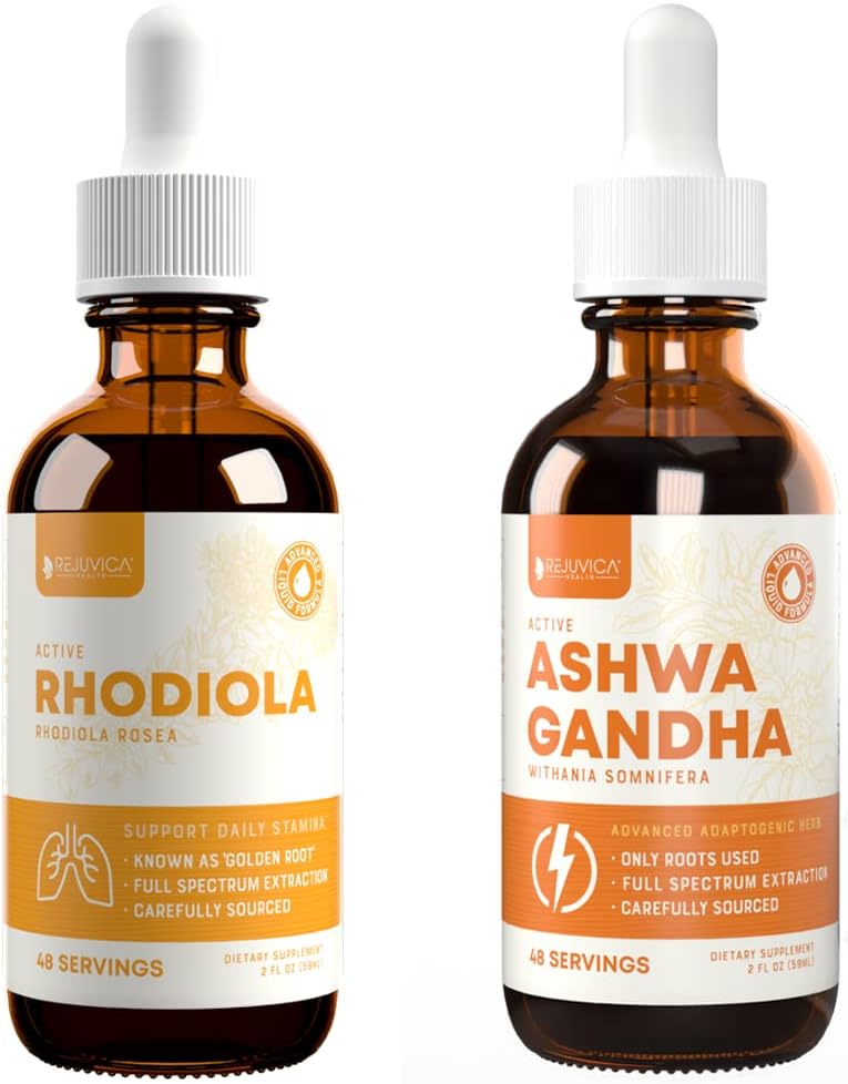 Liquid Rhodiola and Ashwagandha Supplement for Energy and Stress Support - Enhanced Absorption Formula with Rhodiola Root and Ashwagandha Root
