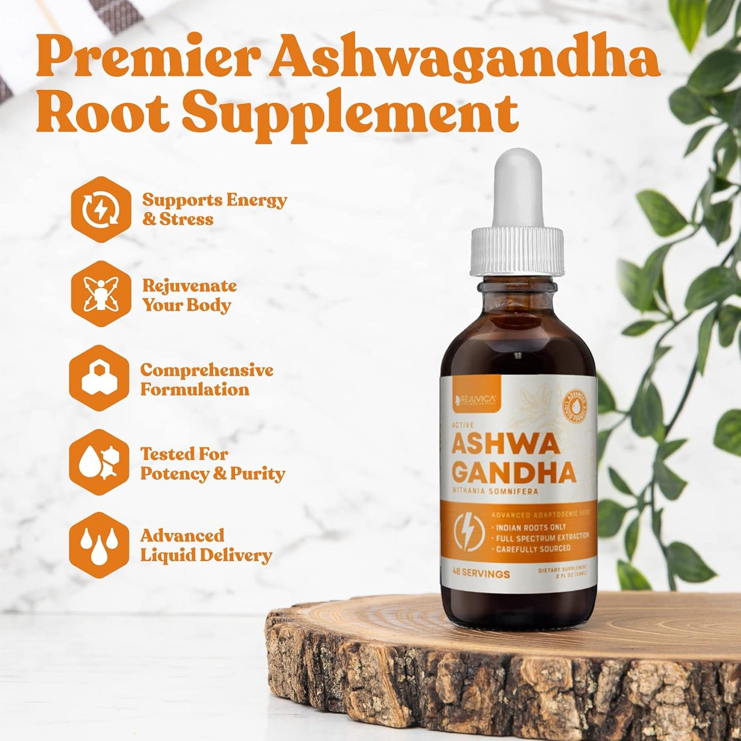Liquid Rhodiola and Ashwagandha Supplement for Energy and Stress Support - Enhanced Absorption Formula with Rhodiola Root and Ashwagandha Root