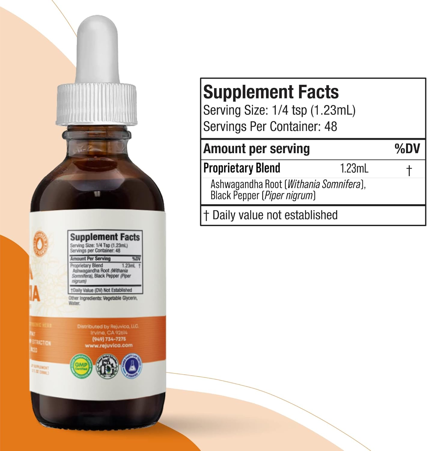 Liquid Rhodiola and Ashwagandha Supplement for Energy and Stress Support - Enhanced Absorption Formula with Rhodiola Root and Ashwagandha Root