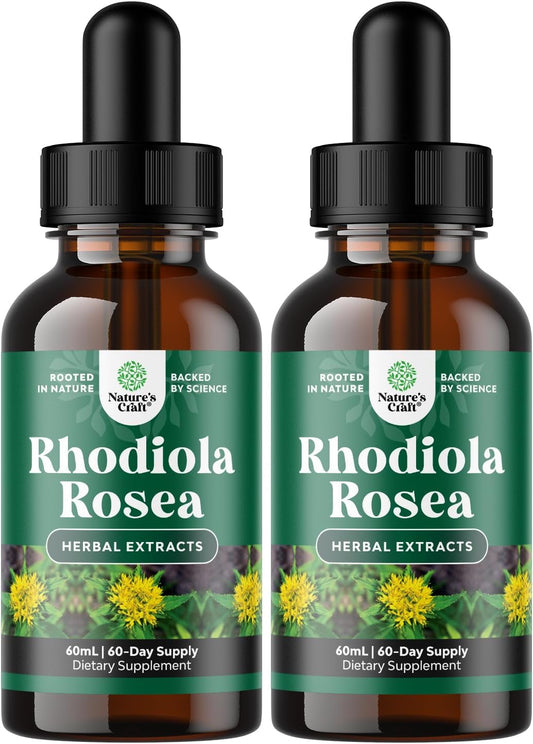 Liquid Rhodiola Rosea Supplement - High Potency Tincture for Stress, Energy, and Mood Support - 3% Salidrosides Extract - Vegan, Non-GMO, Alcohol-Free - 120 Servings
