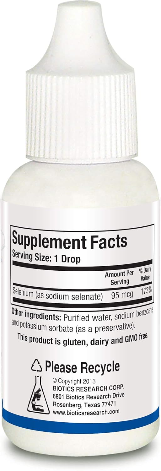 Liquid Selenium Supplement for Thyroid, DNA, and Cognitive Health - 95 mcg, Potent Antioxidant - 0.5 fl oz